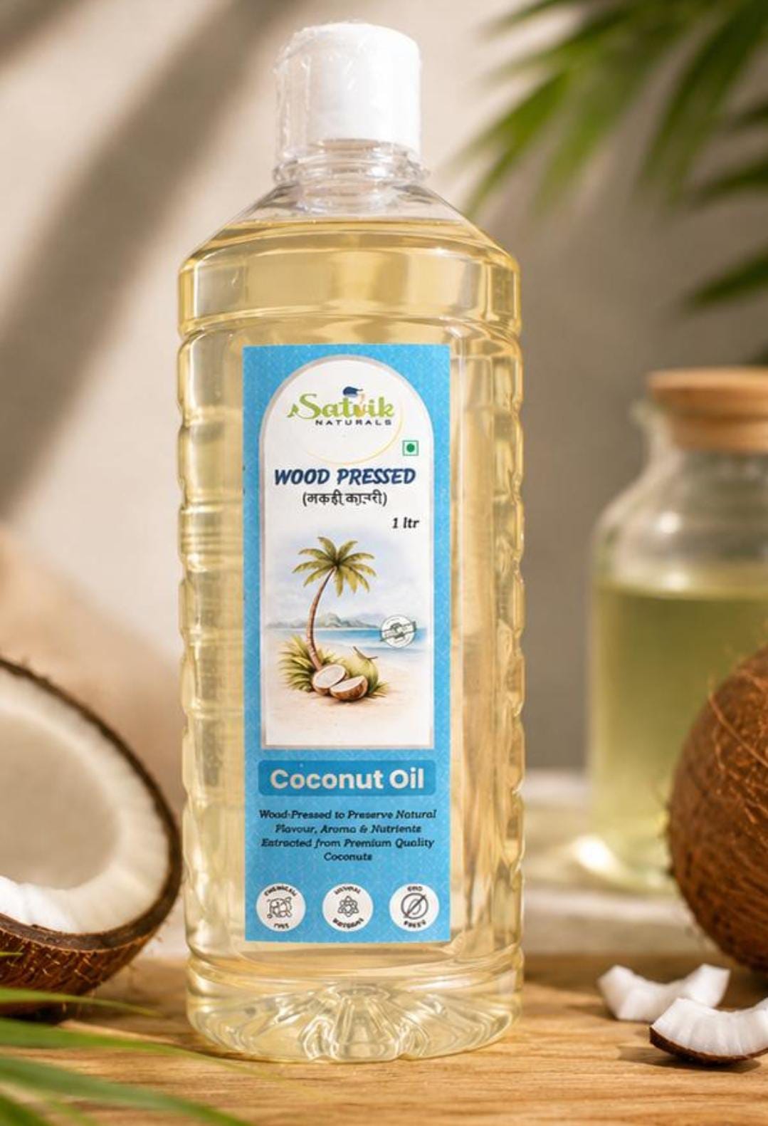 Lakdi Ghani wood pressed oil bottles